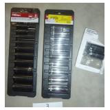 Two 10 piece 3/8" drive socket sets, one is metric and one standard