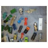 bunch of matchbox cars, a few unusual ones, space shuttle, Nasa truck with rocket, stretch limo