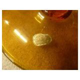 For you Amber glass collectors, nesting hen, octogon candy dish and a large striped vase with cameo at the base
