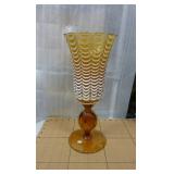 For you Amber glass collectors, nesting hen, octogon candy dish and a large striped vase with cameo at the base