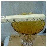 For you Amber glass collectors, nesting hen, octogon candy dish and a large striped vase with cameo at the base