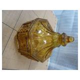 For you Amber glass collectors, nesting hen, octogon candy dish and a large striped vase with cameo at the base