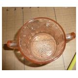 vintage napkin holder and matching soap or dish scrubber holder, pink depression sugar and clear glass sugar, all in great shape