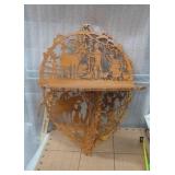 Scrollwork shelf - measures 11 x 15 - very detailed farmlife with horses and children