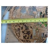 Scrollwork shelf - measures 11 x 15 - very detailed farmlife with horses and children
