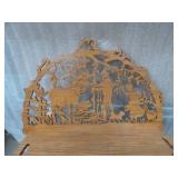 Scrollwork shelf - measures 11 x 15 - very detailed farmlife with horses and children