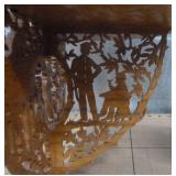 Scrollwork shelf - measures 11 x 15 - very detailed farmlife with horses and children
