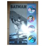 New Batman scarf and collectible buttons, Batman collector cards, Pepsi coin bank, vintage Nestles Quik mixing jug (never used) and Lone Ranger puzzle