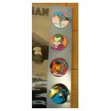 New Batman scarf and collectible buttons, Batman collector cards, Pepsi coin bank, vintage Nestles Quik mixing jug (never used) and Lone Ranger puzzle