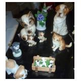 Group of porcelain and ceramic Animal figurines, cats dogs birds and even frogs