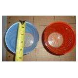 2 colored hazel atlas bowls, a plate and cup of an old woman in a shoe, set of 6 antique dessert bowls, set of 6 leaf pattern plates