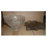 Group of 9 pieces of vintage glassware, pale blue nesting bird candy dish does have a piece of the nest broke off, but unless you know what to look for, is not noticeable, the white piece is marked 19