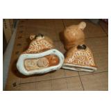 Lot of vintage salt and pepper shakers, hugging bears, hen and rooster, milk cans, monks, see pictures for condition, no breakage but signs of wear