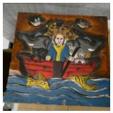 Hand carved and painted Vintage Noahs Ark wood box, another unique item