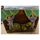 Hand carved and painted Vintage Noahs Ark wood box, another unique item