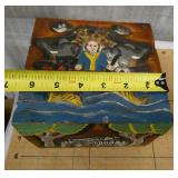 Hand carved and painted Vintage Noahs Ark wood box, another unique item