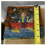Hand carved and painted Vintage Noahs Ark wood box, another unique item