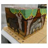 Hand carved and painted Vintage Noahs Ark wood box, another unique item