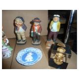Another group of figures, most are porcelain and all are free of any breakage.  The green dress gal is a bell. Homco, Roman and Japan items.