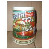 3 Steins in great condition, South Dakota Badlands and Mount Rushmore, Budweiser St Patricks Day and a German lidded stein