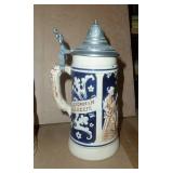 3 Steins in great condition, South Dakota Badlands and Mount Rushmore, Budweiser St Patricks Day and a German lidded stein
