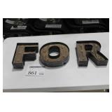 Lot of (3) Metal/Wood Lighted Letters 9"H  with Letters F, O, R