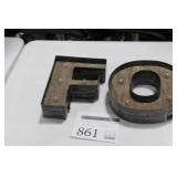 Lot of (3) Metal/Wood Lighted Letters 9"H  with Letters F, O, R