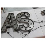 Lot of (2) Metal Lighted Letters 18"H  with Letter A and Letter S