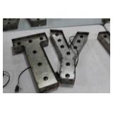 Lot of (2) Metal Lighted Letters 18"H  with Letter T and Letter Y