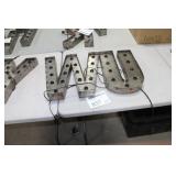 Lot of (2) Metal Lighted Letters 18"H  with Letter U and Letter W