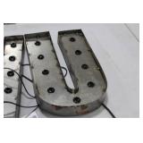 Lot of (2) Metal Lighted Letters 18"H  with Letter U and Letter W
