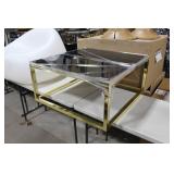 Metal End Table with Smoked Top Gold 32"Lx32"Wx15-1/2"H