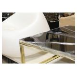 Metal End Table with Smoked Top Gold 32"Lx32"Wx15-1/2"H