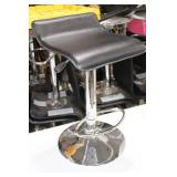 Chrome Metal Low Back Pedestal Bar Stool with Foot Rest Black 15"Wx15"Dx26"H