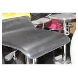Chrome Metal Low Back Pedestal Bar Stool with Foot Rest Black 15"Wx15"Dx26"H