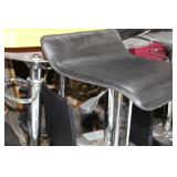 Chrome Metal Low Back Pedestal Bar Stool with Foot Rest Black 15"Wx15"Dx26"H