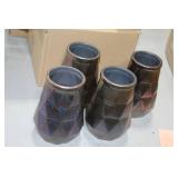 Lot of (4) Accent Décor Vases Green/Blue 6"Hx5"D (in box)