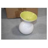 Lot of (7) Accent Décor Vases Green/White 4"H (in 2 boxes)