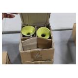 Lot of (7) Accent Décor Vases Green/White 4"H (in 2 boxes)