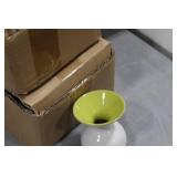 Lot of (6) Accent Décor Vases Green/White 4"H (in 2 boxes)
