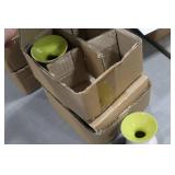 Lot of (6) Accent Décor Vases Green/White 4"H (in 2 boxes)