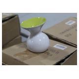 Lot of (8) Accent Décor Vases Green/White 4"H (in 2 boxes)