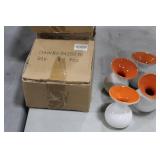 Lot of (8) Accent Décor Vases Orange/White 4"H (in 2 boxes)