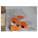 Lot of (8) Accent Décor Vases Orange/White 4"H (in 2 boxes)
