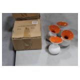 Lot of (8) Accent Décor Vases Orange/White 4"H (in 2 boxes)
