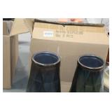 Lot of (2) Accent Décor Vases Green/Blue 9"Hx5-1/2"D (in box)