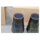 Lot of (2) Accent Décor Vases Green/Blue 9"Hx5-1/2"D (in box)
