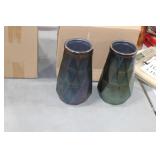 Lot of (2) Accent Décor Vases Green/Blue 9"Hx5-1/2"D (in box)