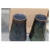 Lot of (2) Accent Décor Vases Green/Blue 9"Hx5-1/2"D (in box)