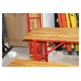 Beer Garden Metal Picnic Table with Wood Top and 2-Benches